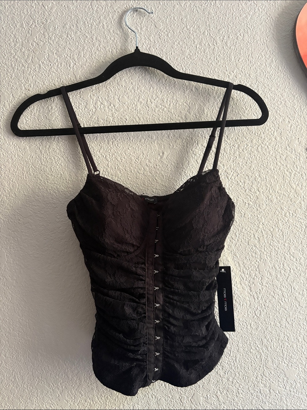 Moa Moa Black Lace Ruched Bustier Camisole